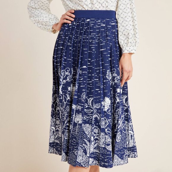 Anthropologie Haven Pleated Knit Midi Skirt - Picture 1 of 4